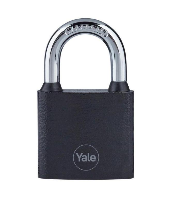 Zámok Yale Y111B/38/121/1, visiaci, železný, čierny, 38 mm, 3 kľúče