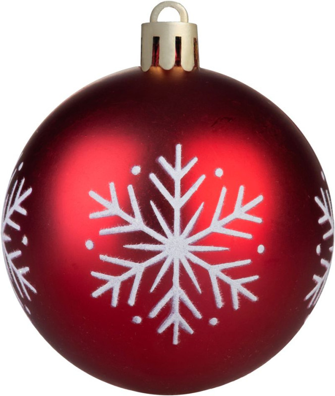 Gule MagicHome Vianoce, 12 ks, 6 cm, červené s bielym ornamentom, na vianočný stromček 4