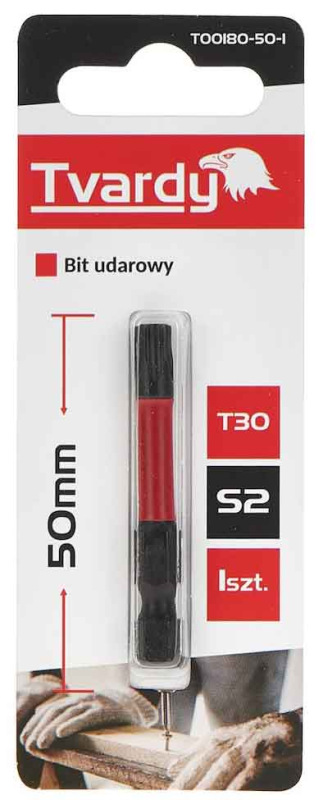 Bit úderový 1/4" TORX T30 x 50mm, S2, TVARDY 2