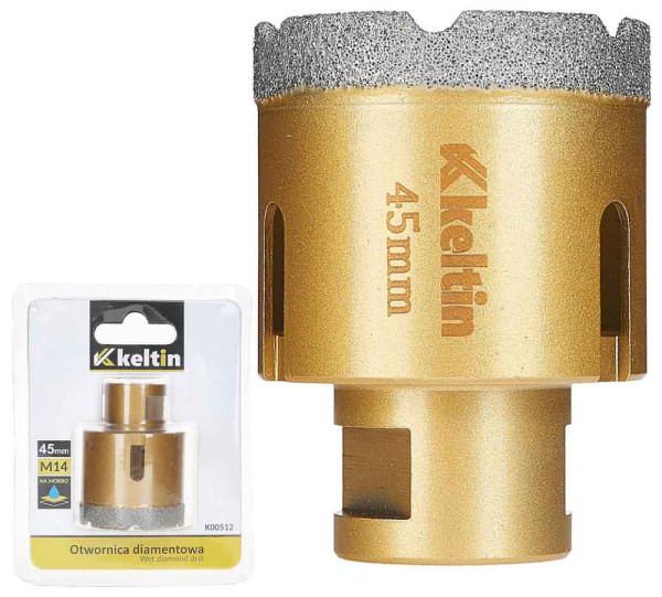 Vrták diamantový korunkový, závit M14 do uhlovej brúsky priemer 45 mm, GEKO 1