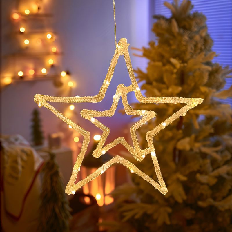 Dekorácia MagicHome Vianoce, hviezda, ABS, 20xLED teplá biela, 27.5 cm, 2xAA 1