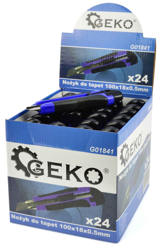Nôž s ulamovacou čepeľou 18 mm, plastový s tlačítkom model 1, GEKO 4