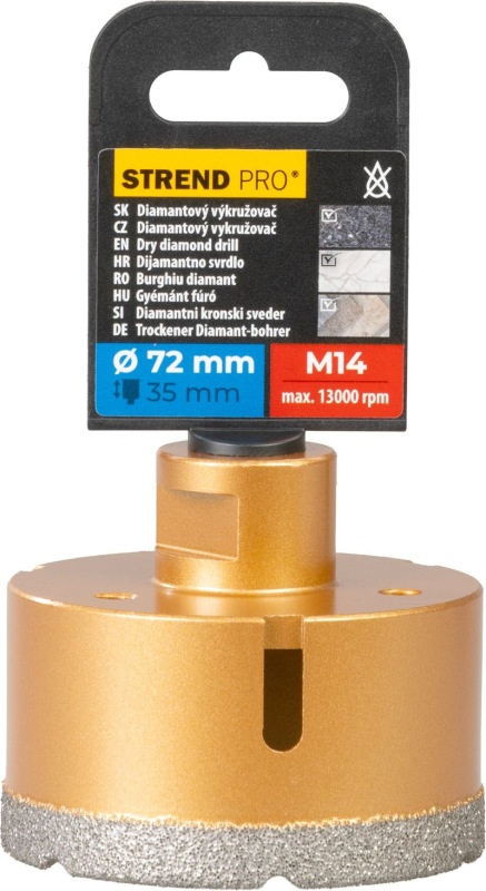 Vyrezávač Strend Pro, diamant, korunka, M14, 72 mm 2