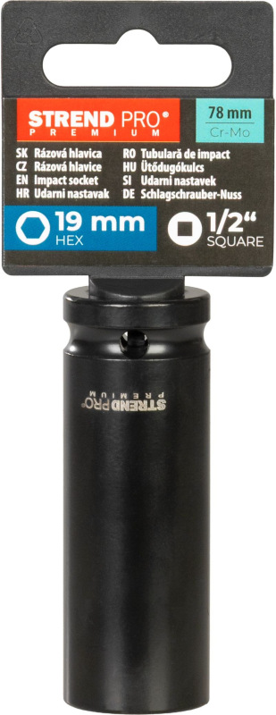 Nadstavec Strend Pro Premium, rázový, predĺžený, 1/2", 6-hran, CrMO, 19 mm