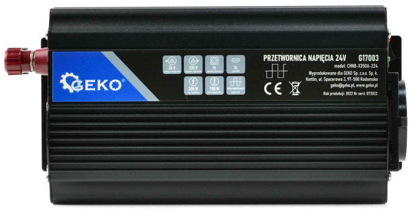 Menič napätia, vstup 24V/ výstup 230V, trvalý výkon 350W/nárazový výkon 700W,, GEKO 8