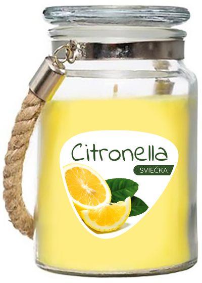 Sviečka Citronella, repelentná, v skle, 140 g, 85x105 mm