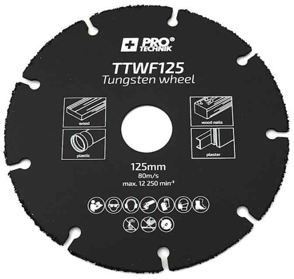 Rezný kotúč na drevo, drevotriesku, plast a sadrokartón 125 x 1,0 x 22,2 mm, PRO-TECHNIK 1
