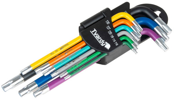 Sada farebných torx kľúčov T10-T50, 9-dielna, S2, TVARDY 2