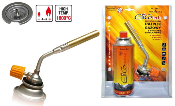 Spájkovacia lampa s reguláciou a kartušou 220g, otočný uzáver, ELICO