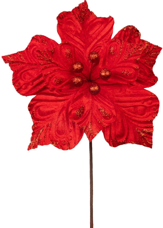 Kvet MagicHome Vianoce, poinsettia, červený, 23,5 cm, veľkosť kvetu: 22 cm