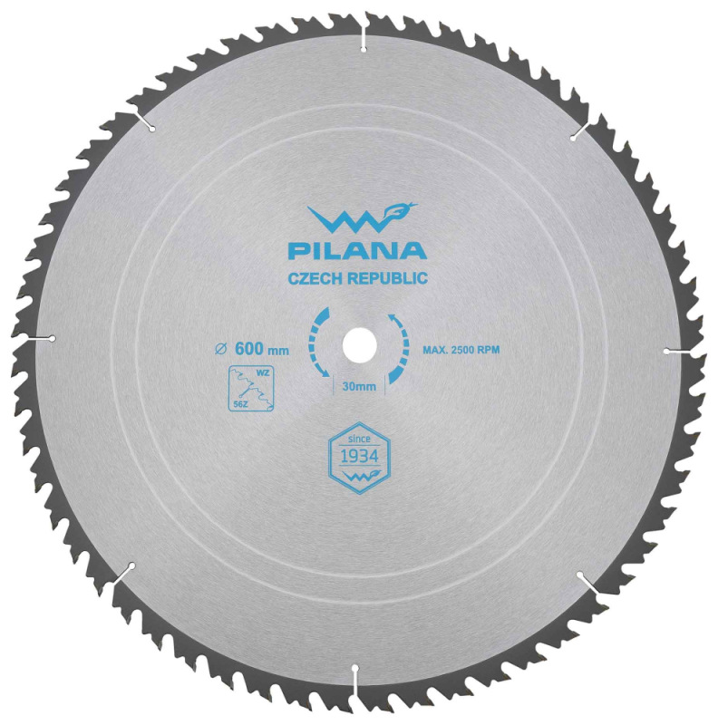 Pílový kotúč s SK plátkami 600x4,0x30 zuby 56 WZ, PILANA