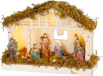 Dekorácia MagicHome Vianoce, betlehem, 5x LED teplá biela, 3xAA, interiér, 26,3x7,3x19,2 cm
