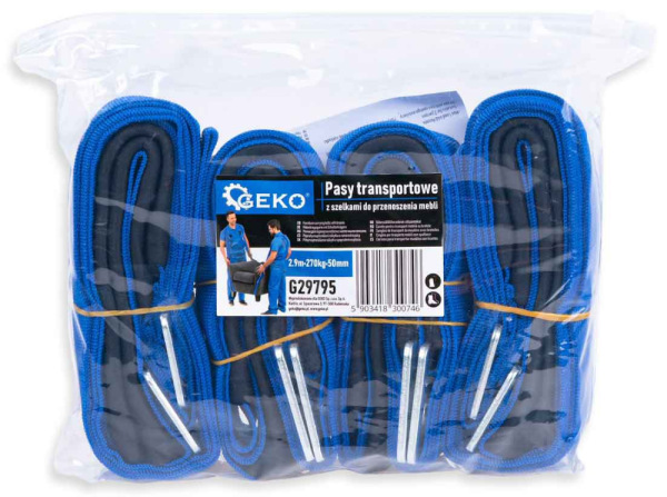 Transportné pásy s popruhmi na premiestňovanie nábytku 2,9 m / 270 kg / 50 mm, GEKO 1