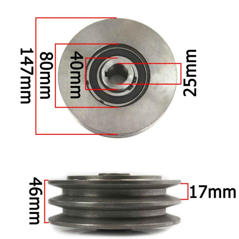 Odstredivá spojka pre motor, priemer 147 mm, hriadeľ 25 mm, 2 remenice, MAR-POL 5