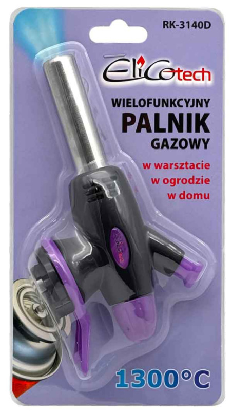Spájkovacia lampa na plynovú kartušu s piezo zapaľovaním, otočný uzáver, ELICO 4