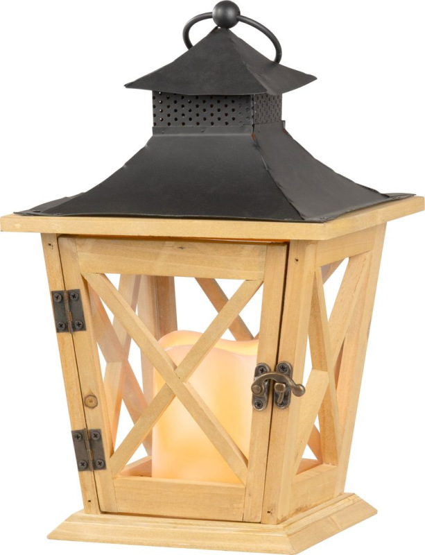 Lampáš MagicHome LW8680, 19x19x36 cm, LED, 3xAAA, drevo 1