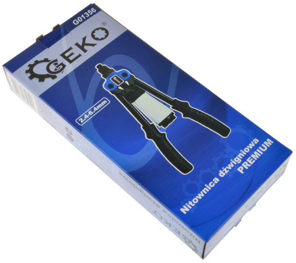 Nitovacie kliešte PROFI na nity 2.4,3.2, 4.0, 4.8, 6.0, 6.4, obojručné s nádobkou, GEKO 4
