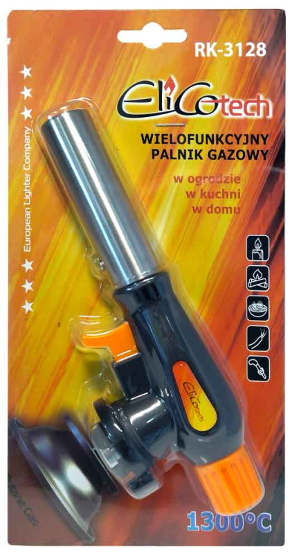 Spájkovacia lampa s piezo zapaľovačom a kartušou 220g, otočný uzáver, ELICO 3