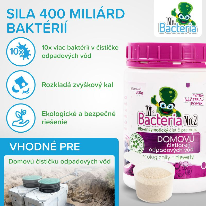 Aktivátor Mr.Bacteria No.2, do čističky odpadových vôd, 500 g 1
