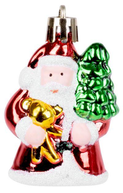 Ozdoba MagicHome Vianoce, bal. 6 ks, santa, na vianočný stromček, 6 cm