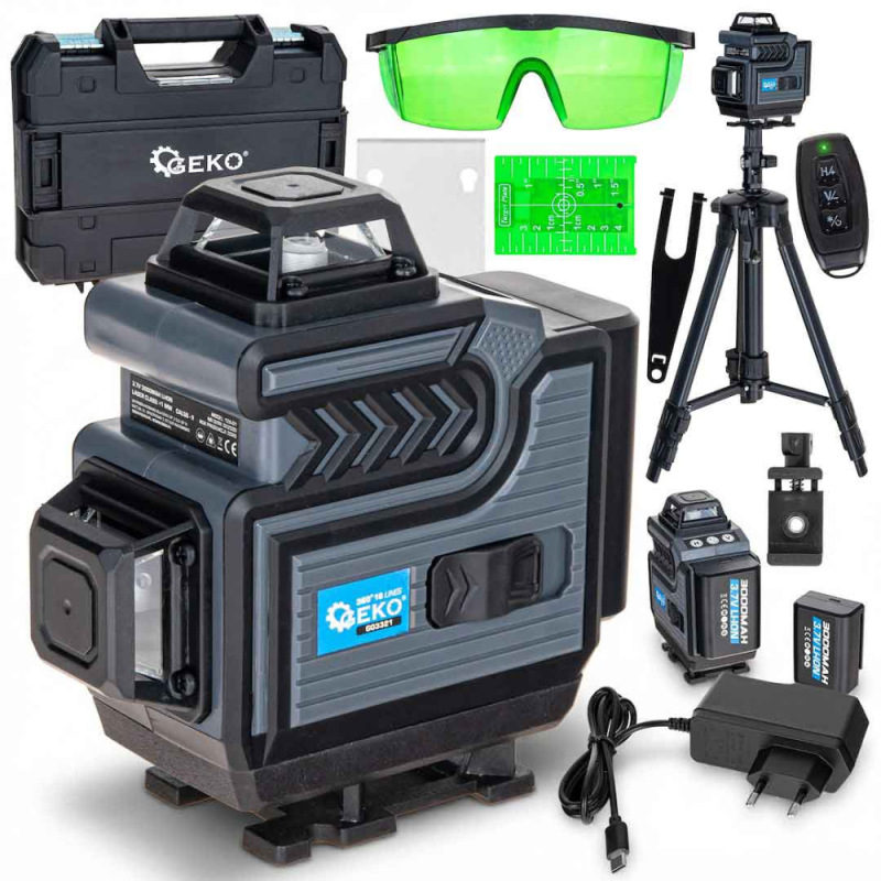 Laser krížový samonivelizačný 360°, presnosť ±1,0 mm/5m, dosah 40 m, 16 lúčov, GEKO