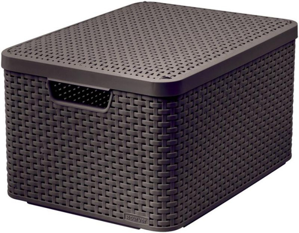 Košík s vekom Curver® STYLE2 LID L, tmavohnedý, s vekom, 45x25x33 cm