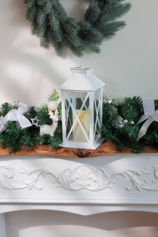 Lampáš MagicHome Vianoce, LED teplá biela, 3xAAA, plast, časovač, biely, 14x14x32.2 cm, pohyblivý pl 2