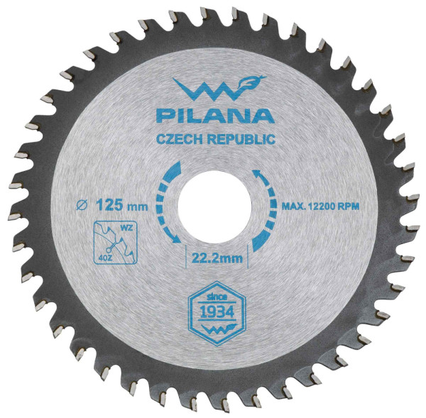 Pílový kotúč s SK plátkami 125x1,8x22,2 zuby 40 WZ, PILANA