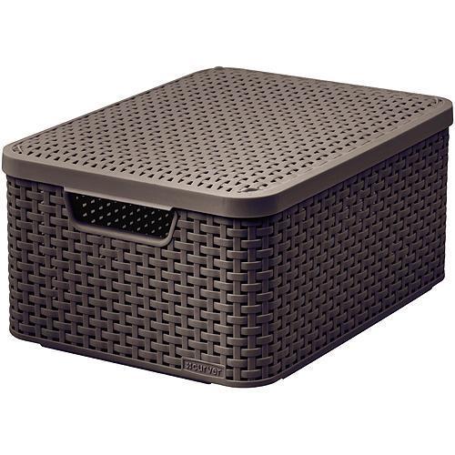 Košík s vekom Curver® STYLE2 LID M, tmavohnedý, s vekom, 38x29x17 cm