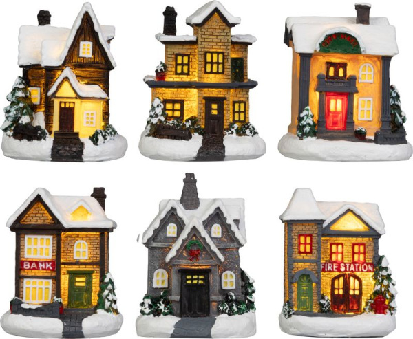 Dekorácia MagicHome Vianoce, domček, plast, 1xLED teplá biela, 6x6x8 cm, 2xLR44