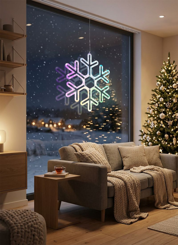 Dekorácia MagicHome Vianoce, Vločka, 90xLED RGB, 50x0,6x43 cm 5