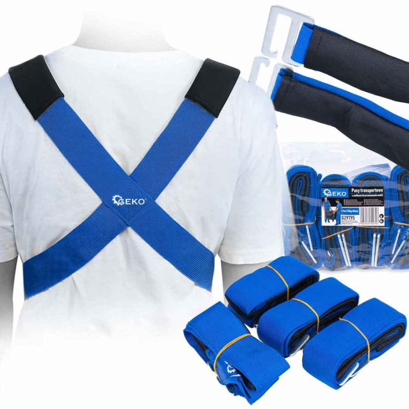 Transportné pásy s popruhmi na premiestňovanie nábytku 2,9 m / 270 kg / 50 mm, GEKO