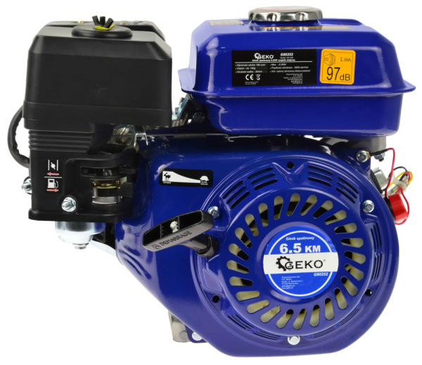 Benzínový štvortaktný spaľovací motor, objem 196 cm3, výkon 6,5 HP, hriadeľ 20 mm, GEKO 9