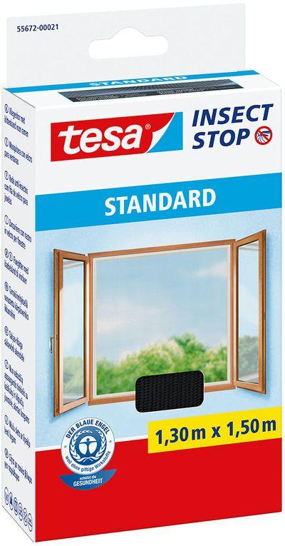 Sieť tesa® Standard, 130x150 cm, proti hmyzu a komárom, na okno, antracit