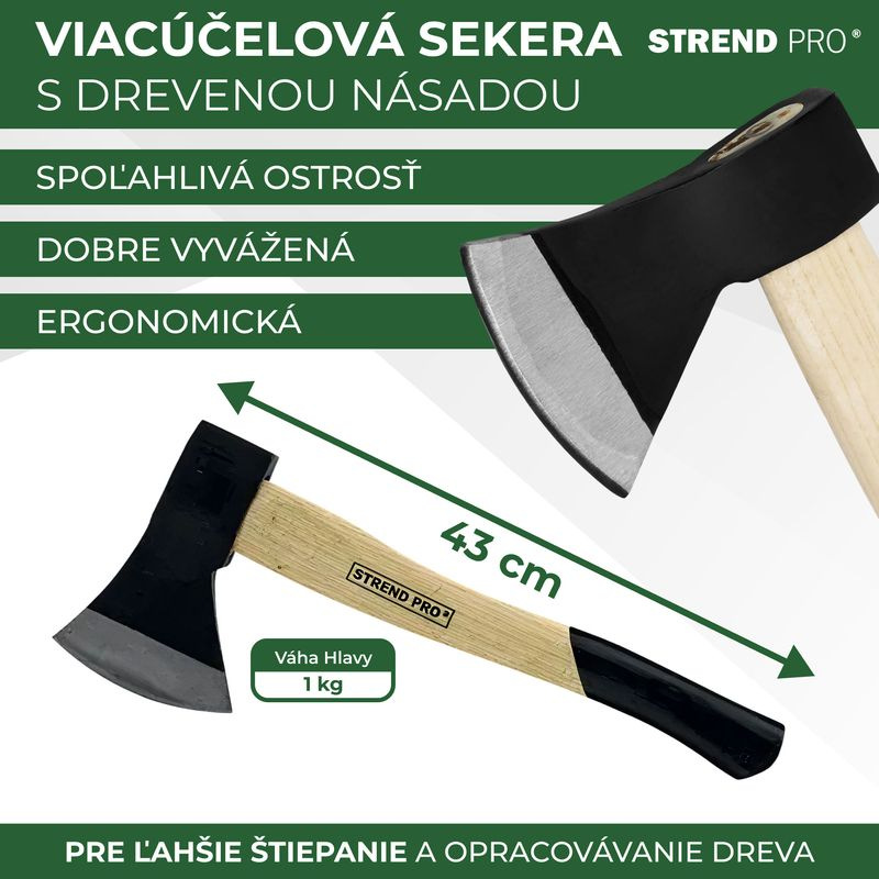 Sekera Strend Pro OrgA613 Economy, 1000 g, CNToon, drevená násada 430 mm 2