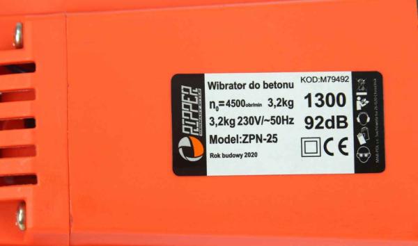 Vibrátor do betónu 1.250 W, upínanie maticou, 4.500 ot/min, hadica 2 m, priemer 35 mm, 4