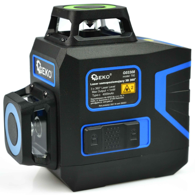 Laser krížový samonivelizačný, presnosť 1,5 mm/5m, dosah 30 m, 360°, 12 lúčov, GEKO 3