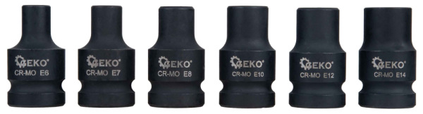 Sada 1/2" úderových hlavíc torx E6-E24, 11-dielna sada v kazete, GEKO 3