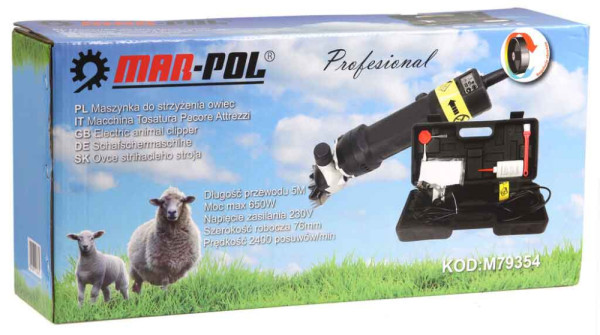 Strojček na strihanie oviec s reguláciou, 650 W, šírka strihania 76 mm, MAR-POL 5