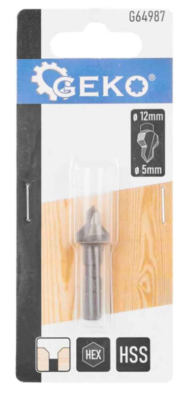 Záhlbník HSS do dreva, priemer vrtáka 5 mm, priemer záhlbníka 12 mm, uchytenie 6HRAN, GEKO 2