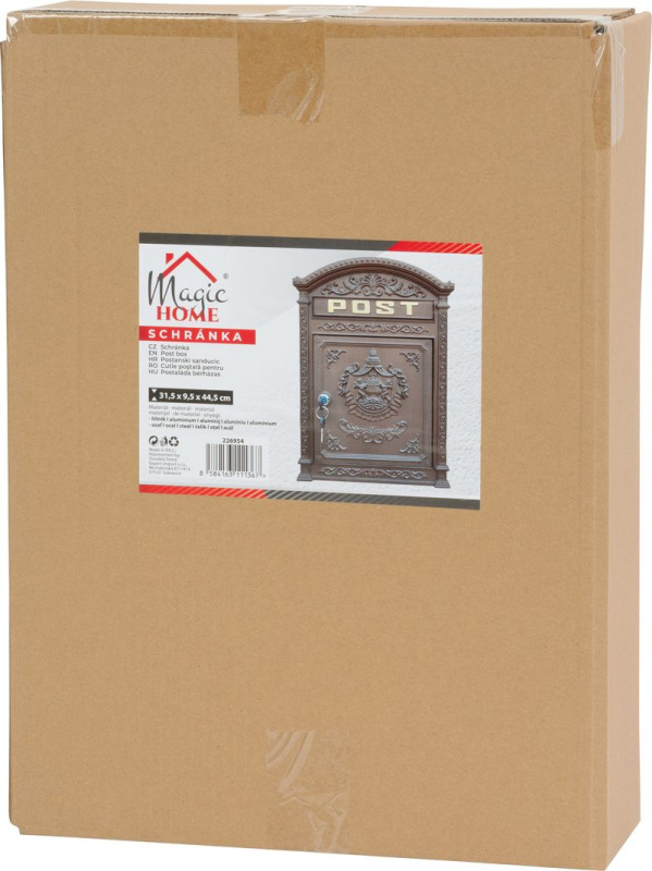 Schránka Edgar 315x95x445 mm, poštová, hnedá 3