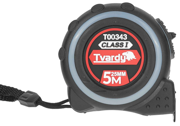 Meter zvinovací 5m x 25mm bez magnetu, obojstranný, I trieda presnosti, TVARDY 9