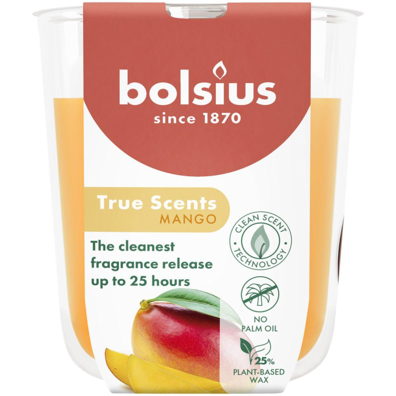 Sviečka Bolsius True Scents, mango, 80x73 mm, v skle