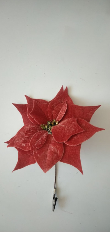Kvet MagicHome Vianoce Poinsettia, so štipcom, ružový, veľkosť kvetu: 25 cm, dĺžka kvetu: 26 cm, bal 1