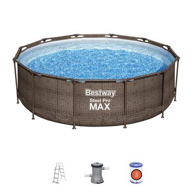 Bazén Bestway® Steel Pro MAX, 56709, vzor ratan, kartušová filtrácia, rebrík, 366x100 cm