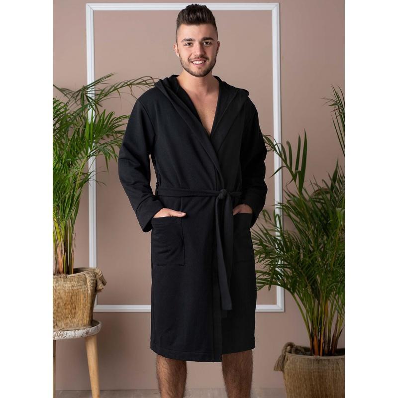 LENTAL Pánsky bavlnený župan Charlie - Color : Black - S/M (small/medium)