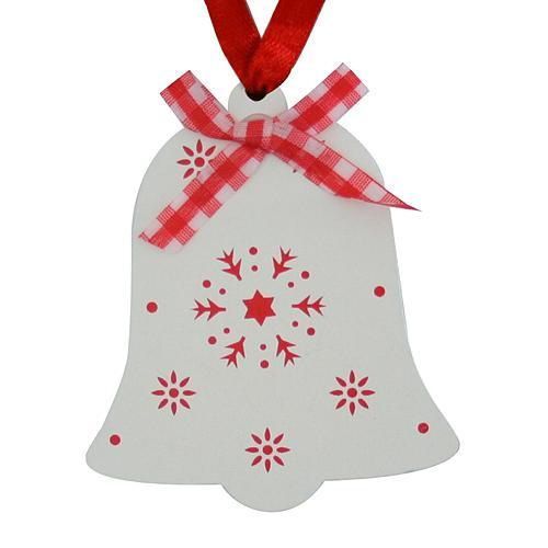 Ozdoba MagicHome Vianoce, Zvonček biely, závesná, 10 cm, bal. 5 ks