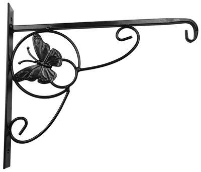 Vešiak Strend Pro, držiak, na kvetináč, ozdobný s motýľom, kovový, 28x28 cm