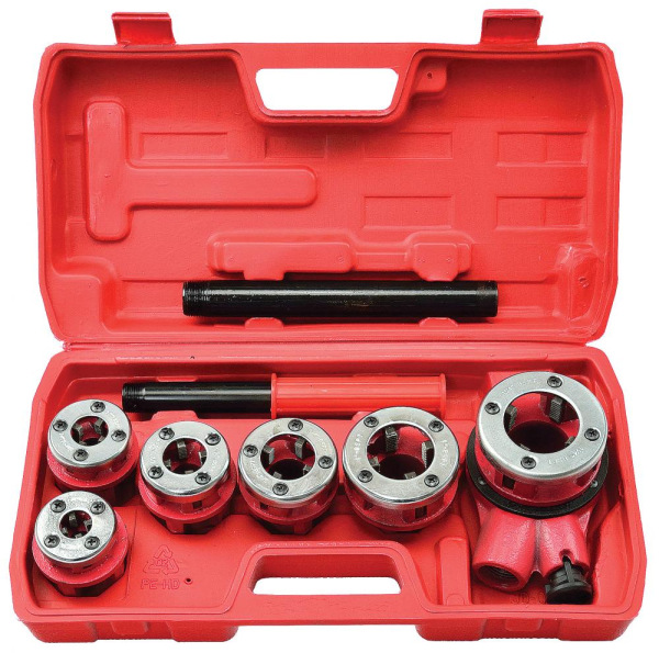 6-dielna sada závitových hláv 1/4", 3/8", 1/2", 3/4", 1", 5/4" s račňou a rukoväťou, GEKO