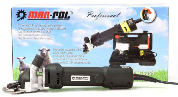 Strojček na strihanie oviec s reguláciou, 650 W, šírka strihania 76 mm, MAR-POL 11